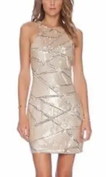 Parker Revolve gold sequin bodycon mini dress party holiday new year XS‎ wedding