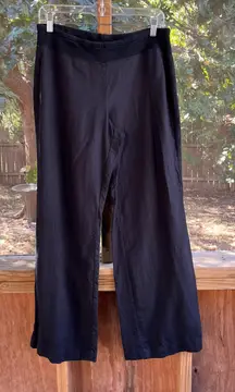 Saks Fifth Avenue Women's Black 100% Linen Wide Leg Pull On Pants Size M