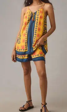 Sunshine Tie Neck Layered Romper, Size L