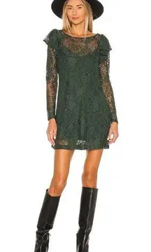 Tularosa Dress Leeann Lace Long Sleeve in Forest Green XSmall