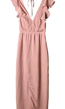 NEW SuperDown by Revolve Maxi Dress XS Pink Mae Ruffle Wrap‎ Formal Gown Dress