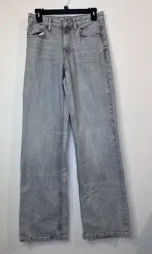Zara Jeans Womens 4 Gray Straight Wide Leg High Rise Denim