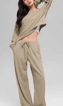 Alo Yoga NWT Muse Wide Leg Pants With Pockets Gravel Heather Color Size S