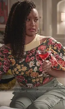 Zara Puff sleeves floral crop top spring summer XL