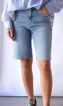 NWT Nili Lotan Boyfriend Bermuda Shorts Light Blue Wash Size 27