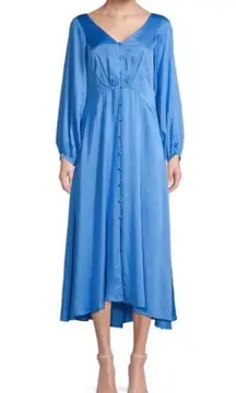 Free People Midi Dress Satin V-Neck Open Cross Back Size 2 New w/Tag