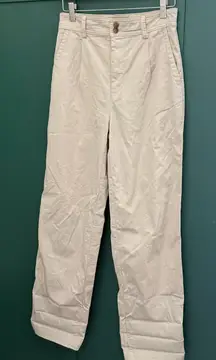 Everlane Cotton Pants Relaxed Chino Straight Leg Trousers Bone Cream