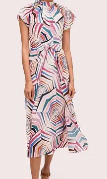 NWT $998 Kate Spade New York Geobrella Silk Midi Dress Womens 14 Multicolor READ