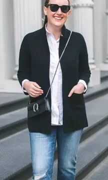 J. Crew Sophie Open Front Sweater Blazer Merino Wool Blend Black 3X