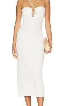 L*SPACE Ellery White Ribbed Midi Cutout Dress Size M