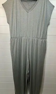 Cuddl Duds Comfort Wear Jumpsuit Gray Womens Sz 2X V-Neck Comfy Cozy