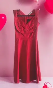Mpixinni red cotton a- line pin- up style dress - NWT