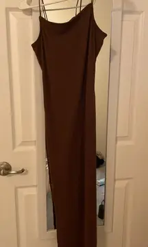 Brown Maxi Dress With Slit