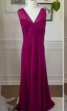 NWT Lauren Ralph Lauren Raspberry Chiffon Formal Gown Dress $240 16