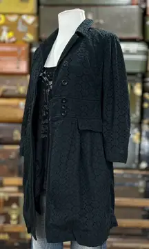 See by Chloe Eyelet Lace Peacoat Womens SIze 6 Black Cotton Twee Coquette Italy