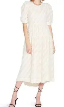 NWOT En Saison Dress Women Large Ivory Texture Stripe‎ Bohemian Midi Cottage