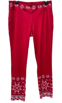 NWT Krimson Klover Snowbank Snowflake Legging Crimson Red Size LARGE