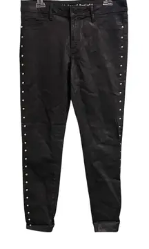 Articles of Society Coated Jeans Studded Black Stretch Size 30 Moto Punk Glam