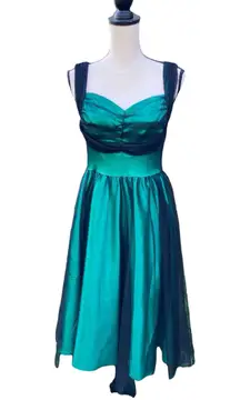 Stop Staring Emerald Green Dress Black Tulle Sweetheart Retro Fit And Flare M