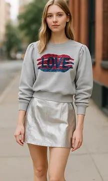 NWT ZARA LOVE  Sequins Crop Sweatshirt