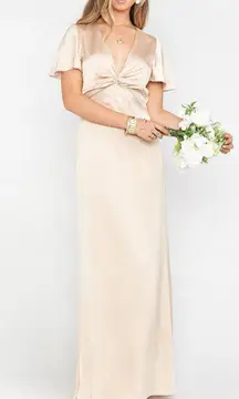 SHOW ME YOUR MUMU Rome Twist Gown in Champagne Luxe Satin