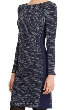 Lauren Ralph Lauren Dress Marled Knit Two Toned Sheath Dress Sz 10 Long Sleeve