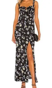 NICHOLAS Nina Floral Print Bias Midi Dress Black Size 2