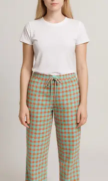 Psycho Bunny Pajama Pants Size M Teal and Orange Plaid Unisex