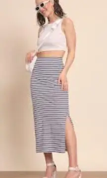 NWT  Striped Ribbed Midi Skirt