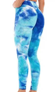 Blue Tie-Dye TikTok Butt Lifting Leggings