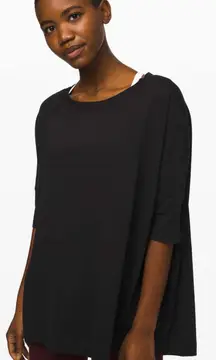 Lululemon All Yours Boyfriend Box Tee Black Plus Size 16 Pima Cotton Loose Fit