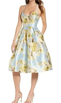 🆕 Eliza J Jacquard Brocade Floral Midi Flare Dress