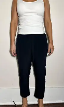 GRANA Black 100% Silk Ankle Cropped Trousers Size Medium