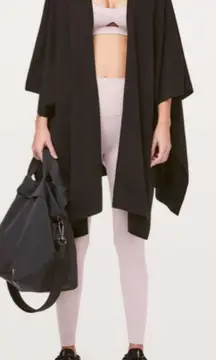 Lululemon Women’s Black Free To Coast Wrap‎ Cardigan Open Back Sweater Size O/S