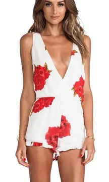 Ryder Mojave rose‎ floral romper ruffle hem shorts