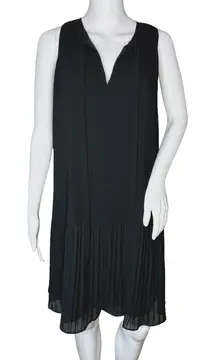Loft Dress Womens Small Black Pleated‎ Party Office Basic Neutral Minimalist