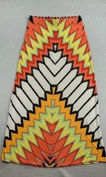 Eci New York Womens Skirt Size M Multicolor Chevron Print Colorful A-Line Maxi