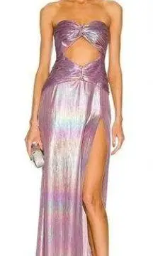 Retrofete Soleil Dress in Lilac Aurora Size XS Strapless NWT Cutout Maxi Rainbow