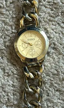 Studio women’s vintage gold‎ tone chainlink bracelet watch one size