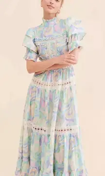Anthropologie‎ Love And Liberation Tiered Puff-Sleeve Maxi Dress