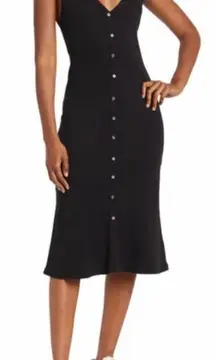 Black Button Down Midi Dress