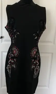 Desigual Womens Dress L Black Denis‎ Sleeveless Pencil Skirt Back Zip Up NWT