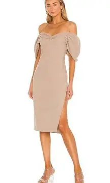 L'Academie  Gemma Mini Dress in Mocha Beige Small New Womens Neutral Khaki