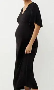 black vneck maternity midi dress size small