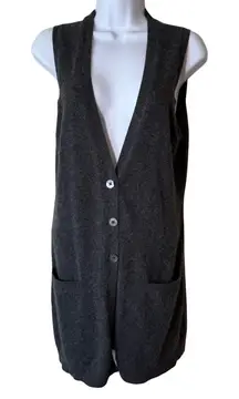 Kinross Cashmere Women's Gray Sleeveless Duster Cardigan Vest Sweater Medium