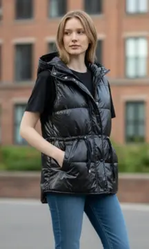 NWT MARC NEW YORK LIGHTWEIGHT PUFFER HOODED JACKET VEST