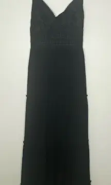 Love Tree Black Crochet Lace V-neck Maxi Dress Size Large