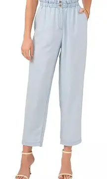NWT Vince Camuto Paperbag Waist Pull On Pants‎ Medium Blue Lightweight Slouchy