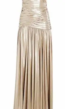 RETROFETE Josie Metallic Maxi Strapless Gown Champagne Medium