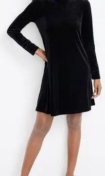 velvet mock neck swing black dress back cutout women size Small